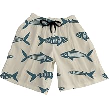 Swim Trunks Men with Pockets Fish Pattern Tropical Board Shorts Plus Size Bathing Suit Vacation Beachwear
