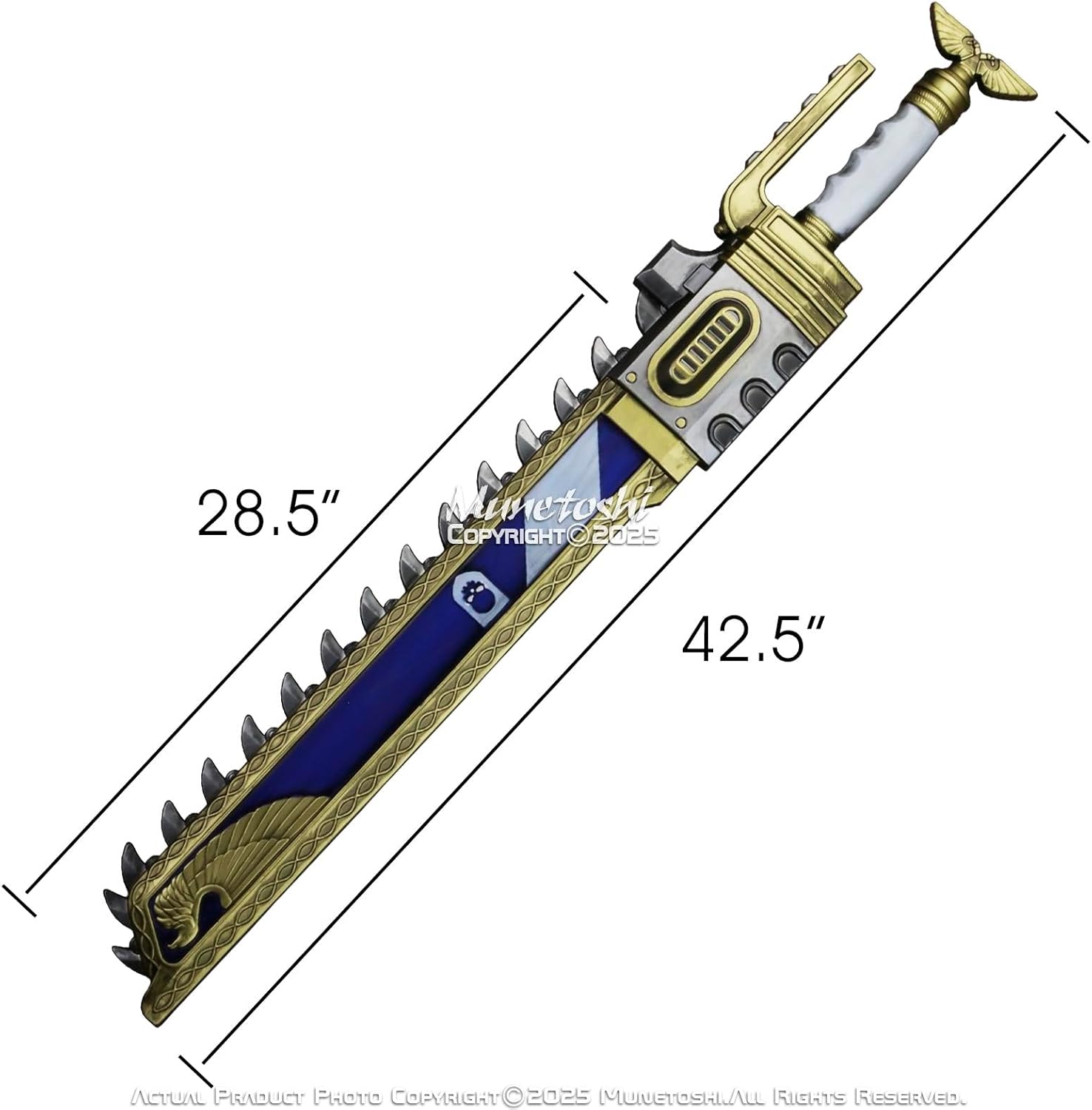 Munetoshi 39.5" Foam Warrior Chain Sword 40k Iron Saw Anime Hammer Cosplay Costume Prop Space Gold