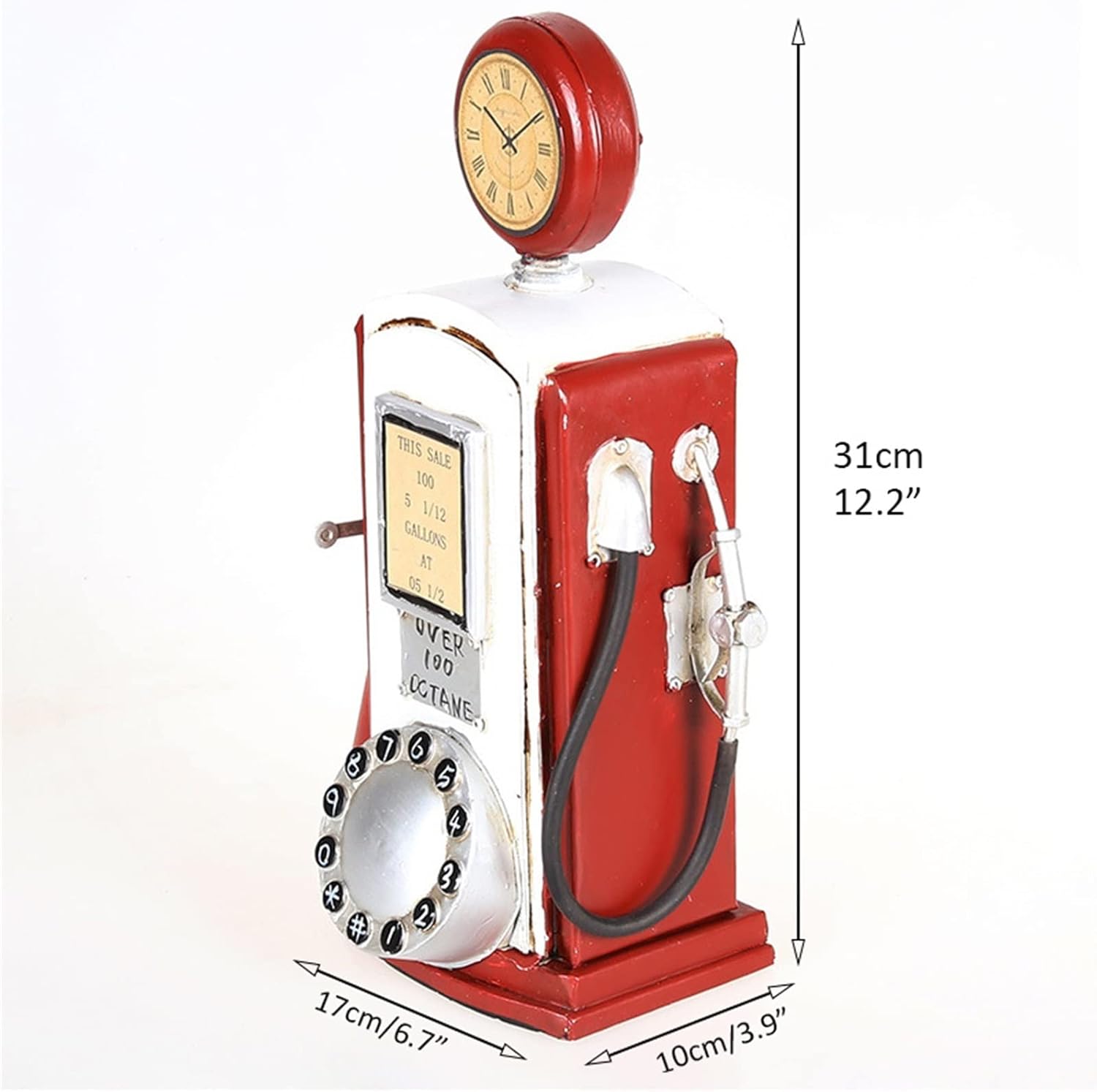 Meiiron 1 Pack Antique Decorative Telephones Props, Wall-Mounted Handicraft Statues, Old Fashioned Landline Phone Model, Home Living Room Cafe Bar Ornament, Red, Large