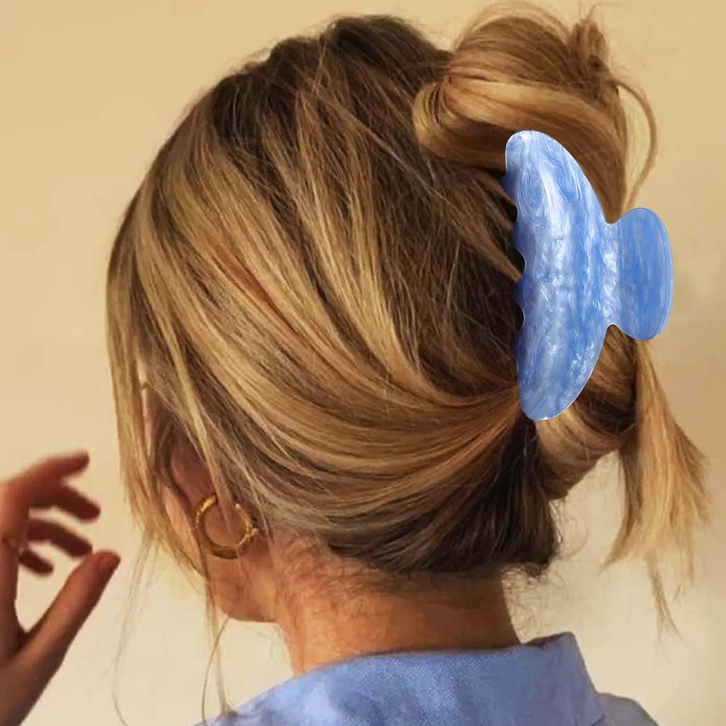 Reaky Acrylic Claw Clip Pink Hair Clips Cute Medium Hair Claws Hair Accessories for Women (lake blue+royal blue) - Image 2