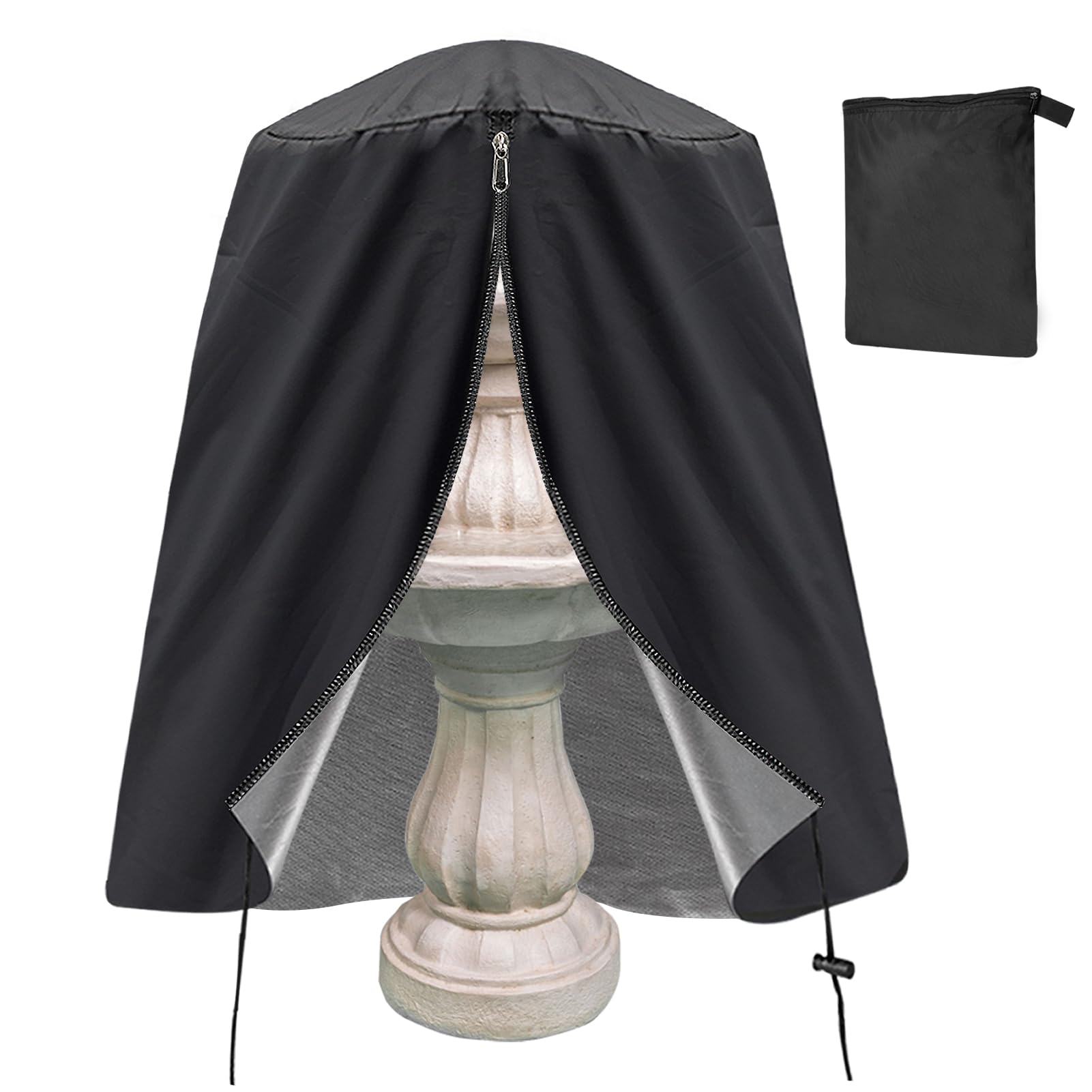 Housse de protection pour fontaine de jardin, résistante aux intempéries, avec fermeture éclair et cordon de serrage, tissu Oxford 420D pour hiver, extérieur, terrasse, jardin (122 x 172 cm)