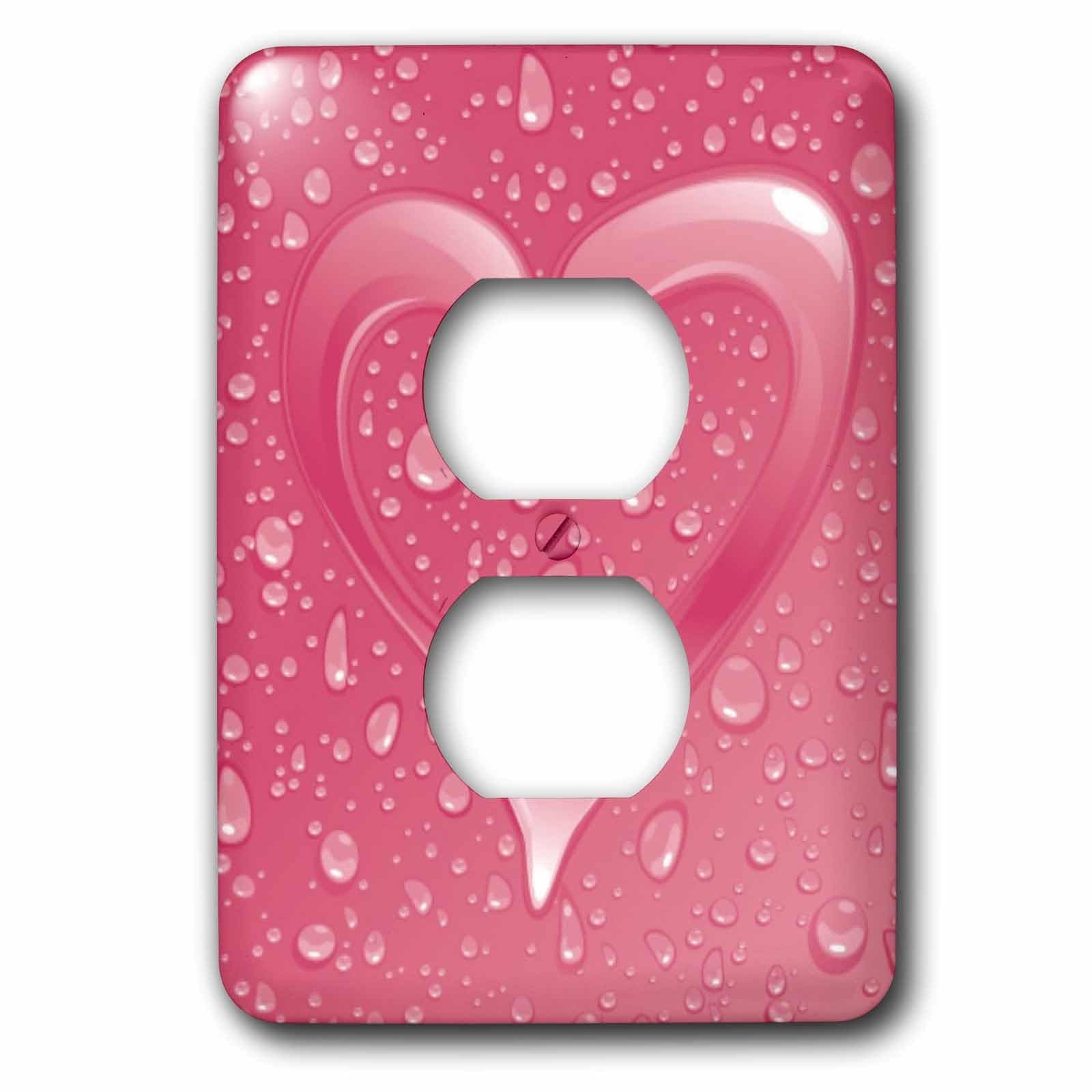 Plaque 2 prises Coeur en gouttes de pluie 3dRose lsp_23471_6 pour decoration murale