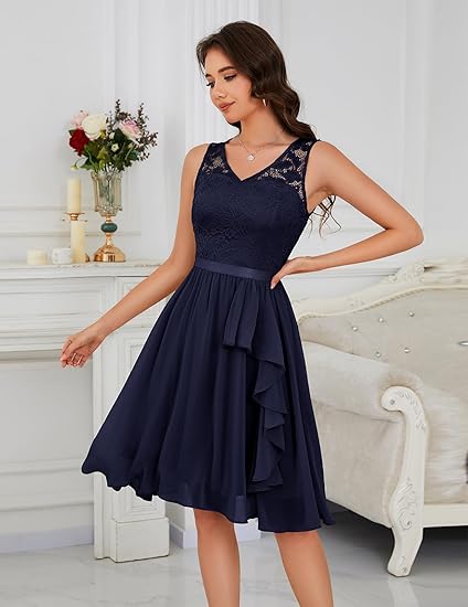 navy blue bridesmaid dresses amazon Navy Blue Satin A-line V-neck Bridesmaid Dresses, Wedding Party Dresses,  MBD178 main image 0