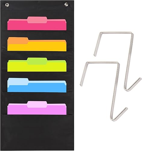 El resistente organizador con 5 bolsillos de almacenamiento incluye 2 ganchos para puerta es un organizador de archivos colgante de pared de Hippo