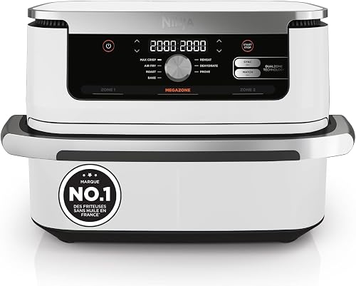 Ninja Foodi FlexDrawer Air Fryer, Dual Zone Avec Séparateur Amovible, Grand Tiroir de 10.4 L, 7-en-1, Double Zone, Sans Huile, Pièces Antiadhésives Compatibles Au Lave-Vaisselle, Blanc AF500EUWH - 1