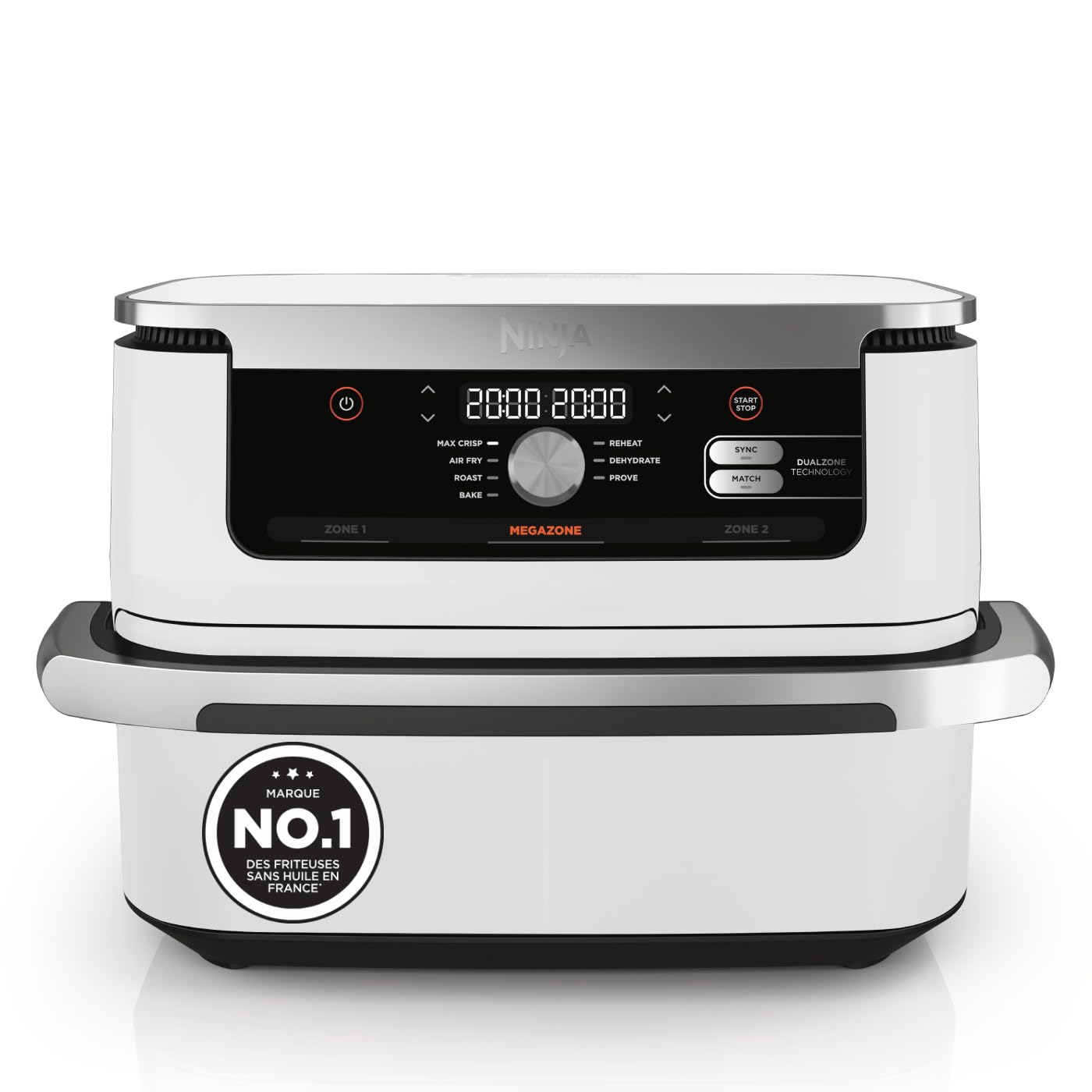 Ninja Foodi FlexDrawer Air Fryer, Dual Zone Avec Séparateur Amovible, Grand Tiroir de 10.4 L, 7-en-1, Double Zone, Sans Huile, Pièces Antiadhésives Compatibles Au Lave-Vaisselle, Blanc AF500EUWH