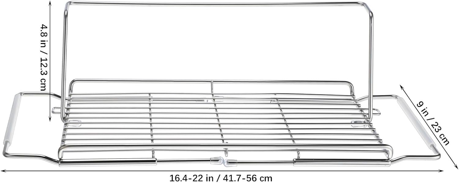 BESTOYARD Telescopic Over-the-Sink Dish Rack Stainless Steel Foldable Kitchen Sink Storage Rack with Cup Hooks Retractable Drying Shelf for Kitchen Organization