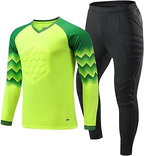 Youthful flying Unisexo Acolchado Camiseta Portero Fútbol Anticolisión Tops y Pantalones Traje Manga Larga para Protección Completa Cuerpo(Size:XL,Color:Green)