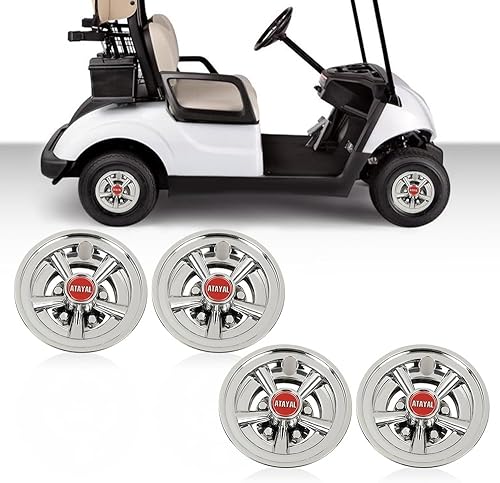 Miniatura 2 de G-PLUS Fundas de rueda para carrito de golf, tapas de cubo de 8 pulgadas, color plateado compatible con EZGO, Club Car y Yamaha