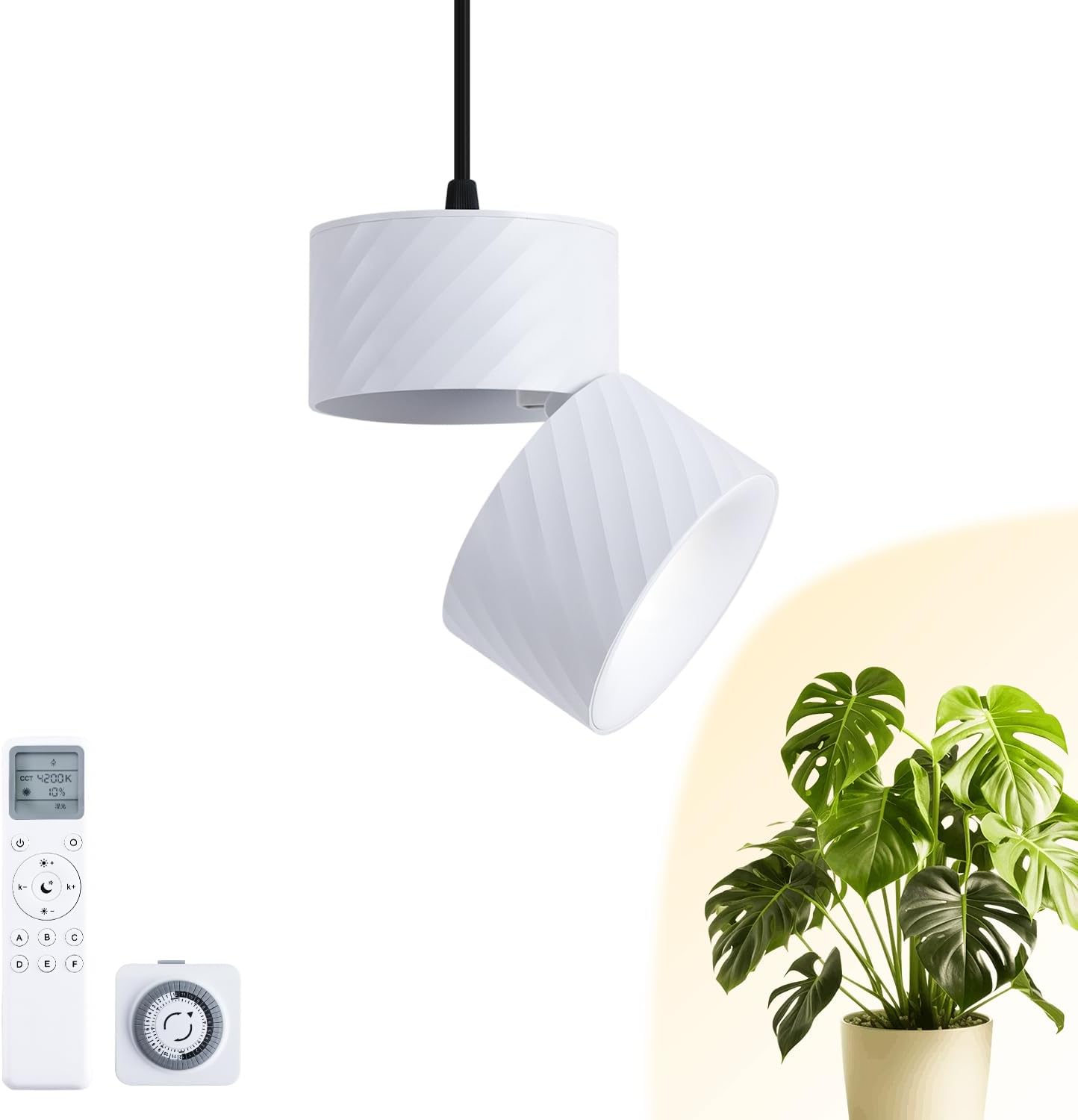 Hanging Indoor Plant Growth Light, Full Spectrum Plant Pendant Light, Adjustable Angle, Suitable for Indoor Foliage Plant supplementary Lighting, Fleshy, Flower, 2700k-6500K (Wahit)
