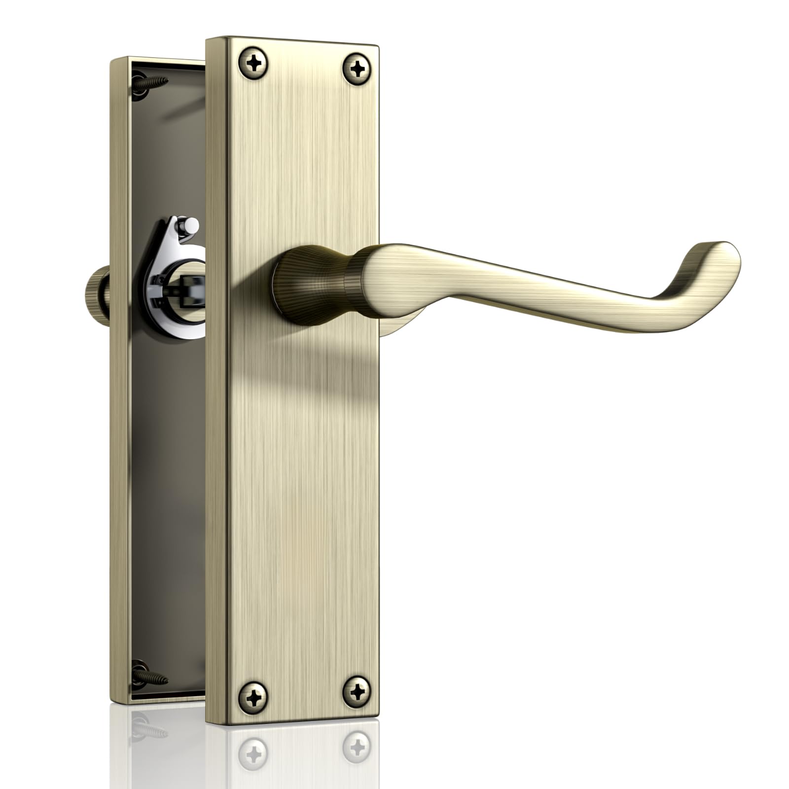 Bwintech 1 Sets Matte Antique Bronze Victorian Lever on Plate, Latch Furniture, Backplate Door Handles,Suitable for Wooden Doors — image 1
