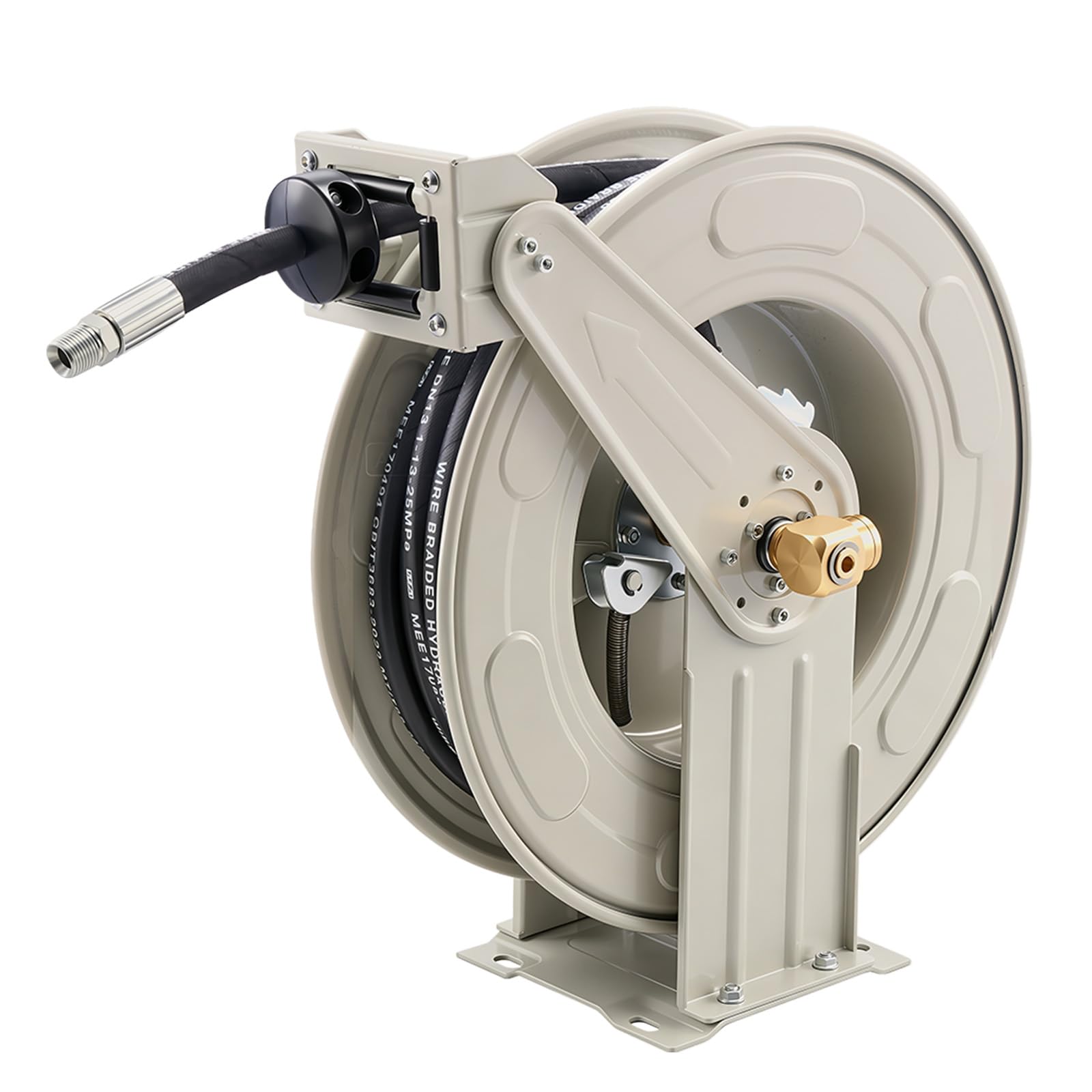 VEVOR Avvolgitubo del carburante, 1/2 "x 50 ', avvolgitubo extra lungo retrattile per tubo dell'olio della macchina, avvolgitore girevole automatico a molla, resistente struttura in acciaio al