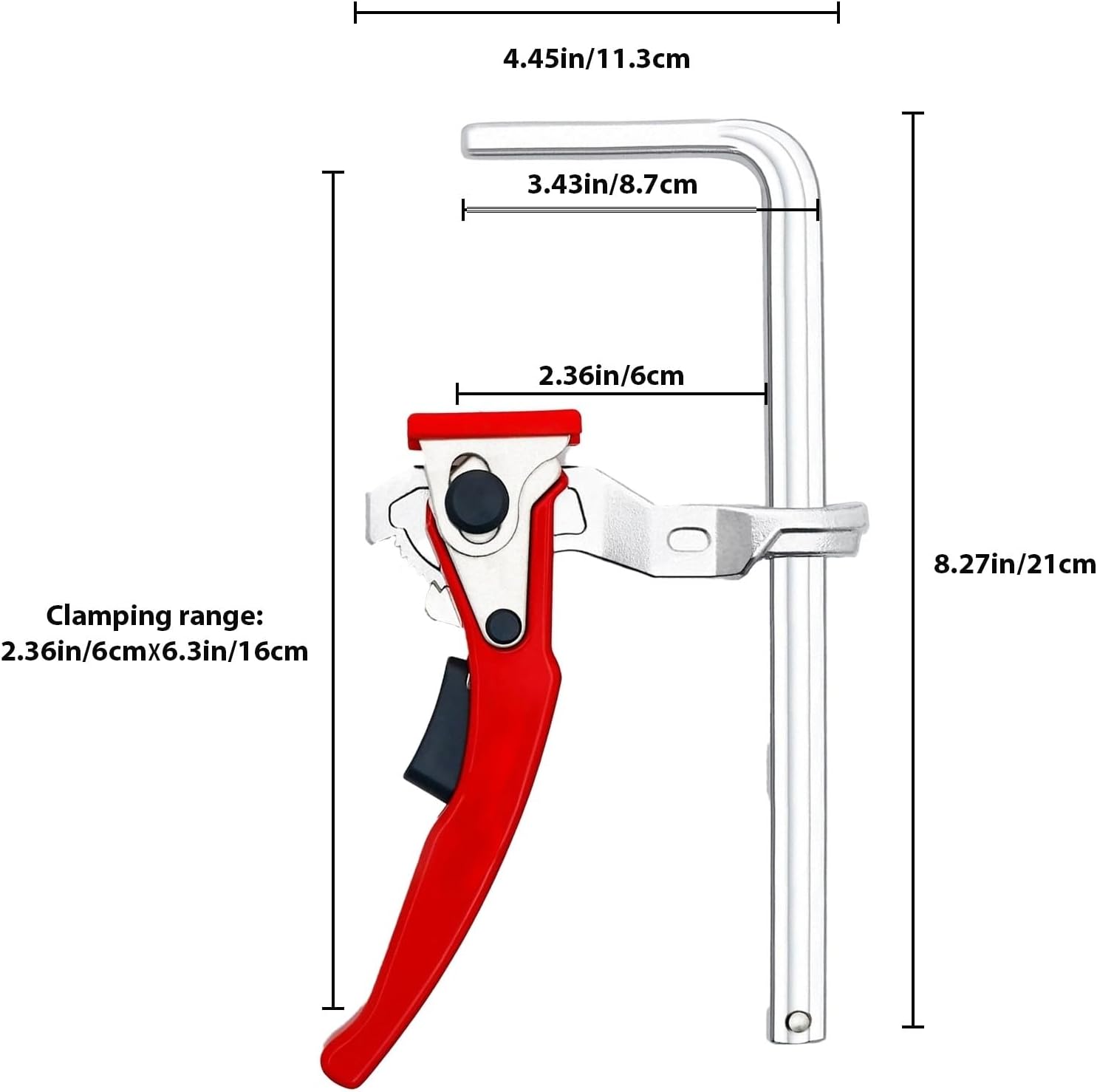 T Track Clamp, Heavy-Duty T-Track Hold Down Clamp, Secure Track Saw Accessory for Woodworking Guide Rails (2.36In Throat Depth)