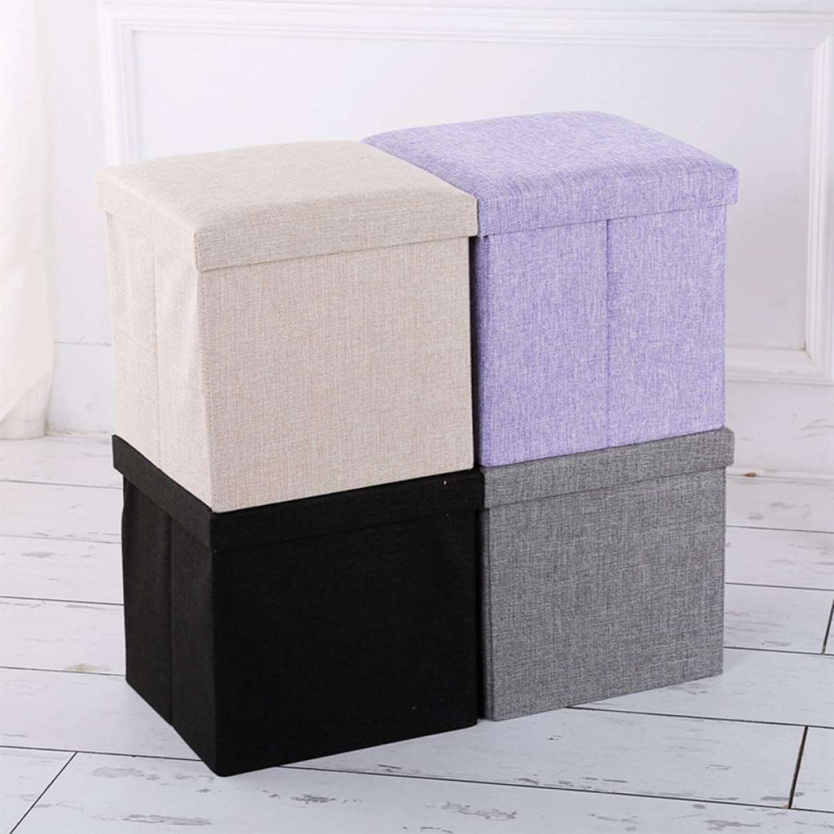 Foldable Storage Stool High-Bearing Ability Safe Material Storage Cube for Household Sundries Stool Box Comfortable Fabric for Boys and Girls