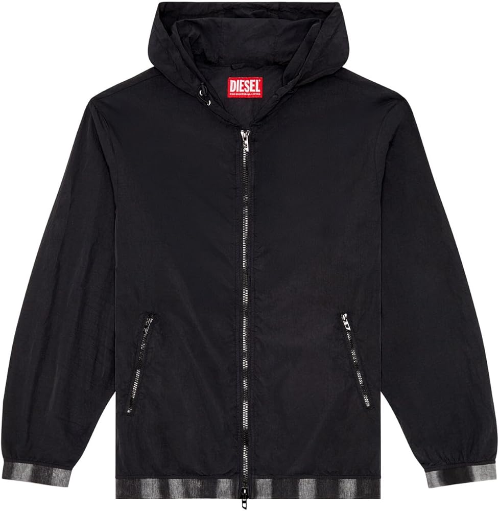 DIESEL 黒いナイロンジャケット フード付き DIESEL｜メンズ ナイロンジャケット フーディー | Rakuten Fashion