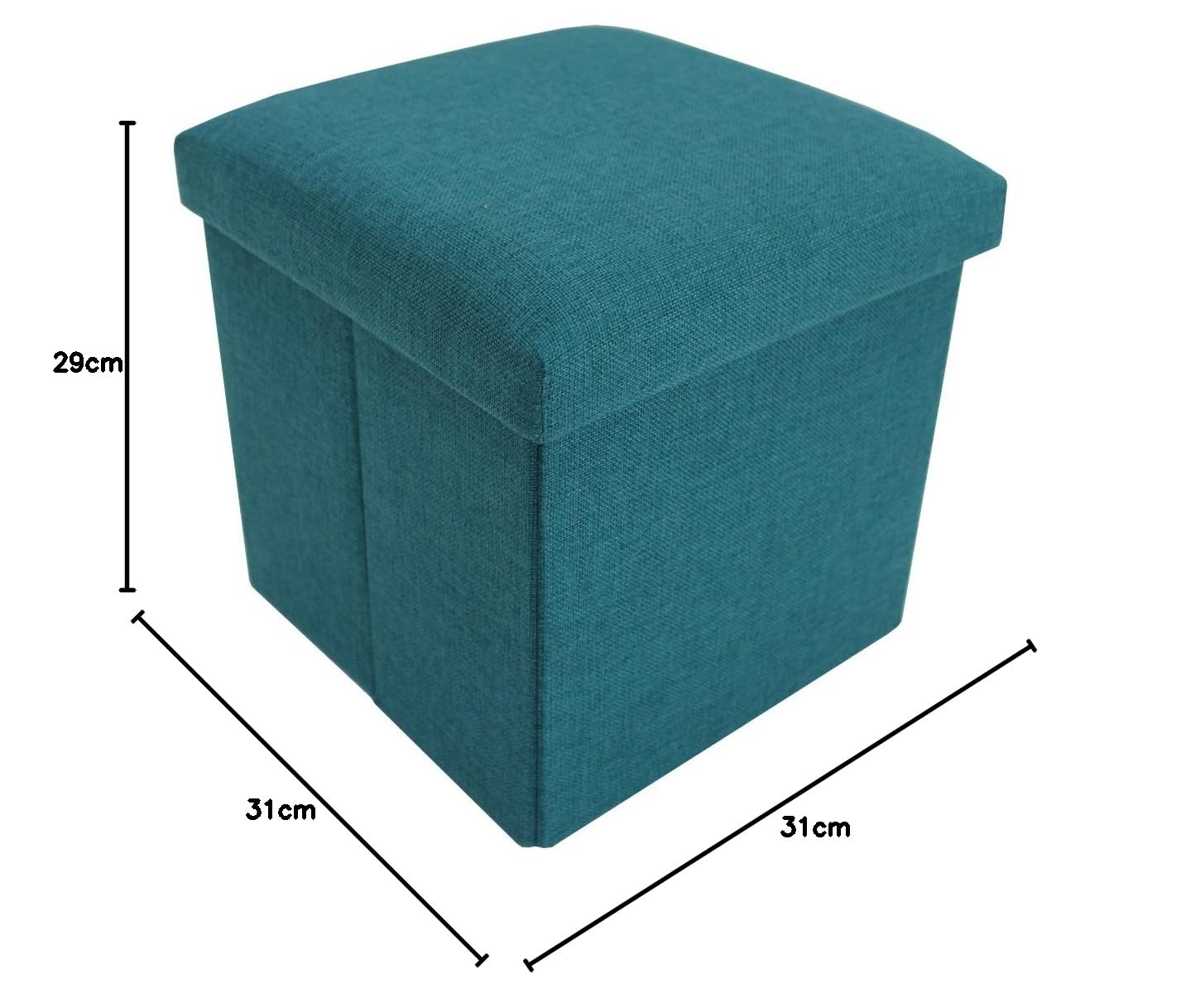 Rebecca Mobili Pouf cubo pieghevole, ottomano poggiapiedi quadrato, azzurro turchese, tessuto - Misure 29 x 31 x 31 cm (HxLxP) - Art. RE6172