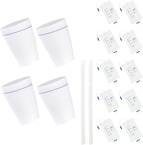 10-Pack Urine Drainage Bags 750 ML with Soft Adjustable Straps and Catheter Leg Bag HolderLarge 4 Count - Suitable for Home and Hospitals Health Aids