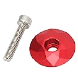 Headset Cap, Headset Aluminum Alloy Stem Top Cover Headset Top Cover with Screw Stem for Cycling (Red)