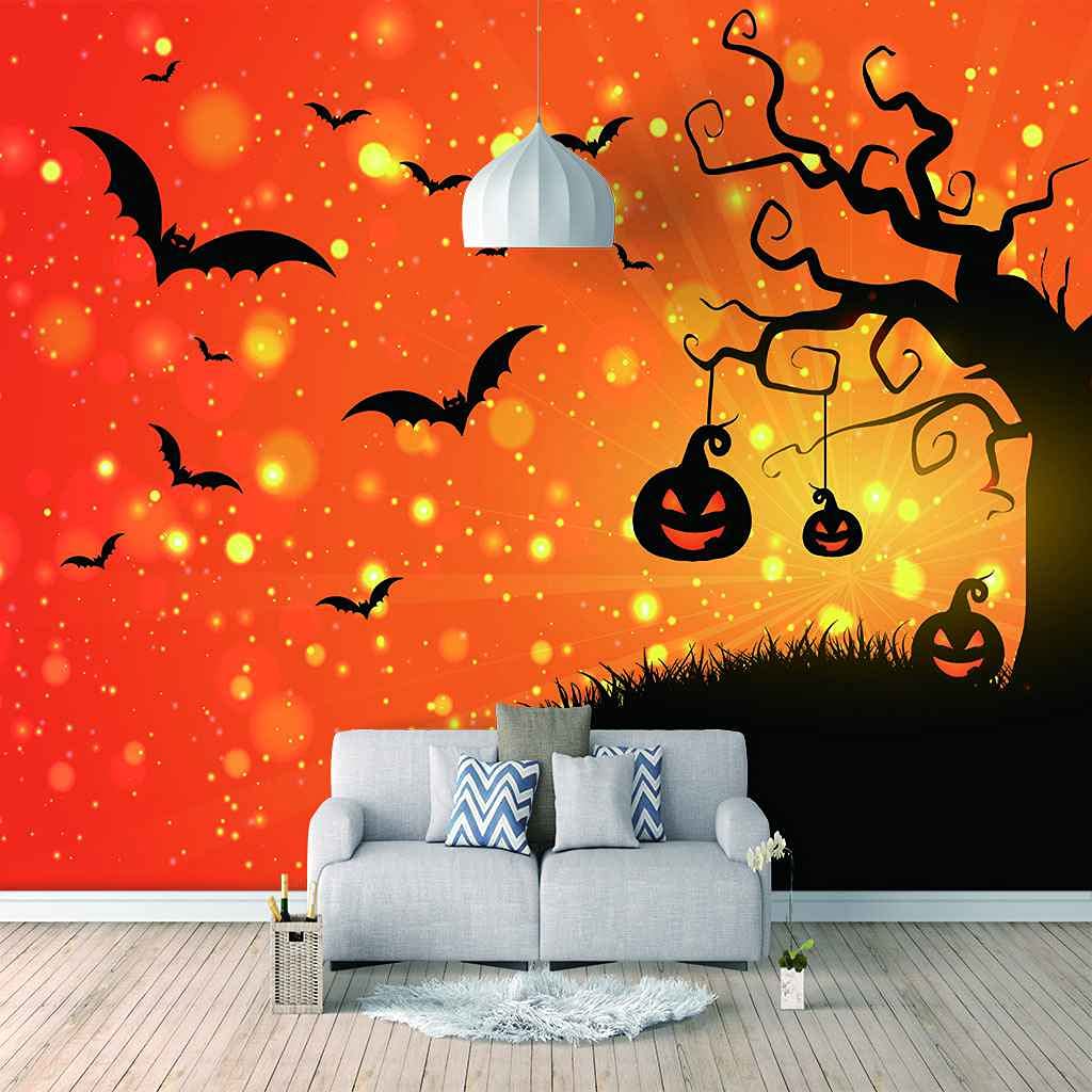 Chauve-souris d'Halloween en papier peint canevas 3D pour décorer le salon