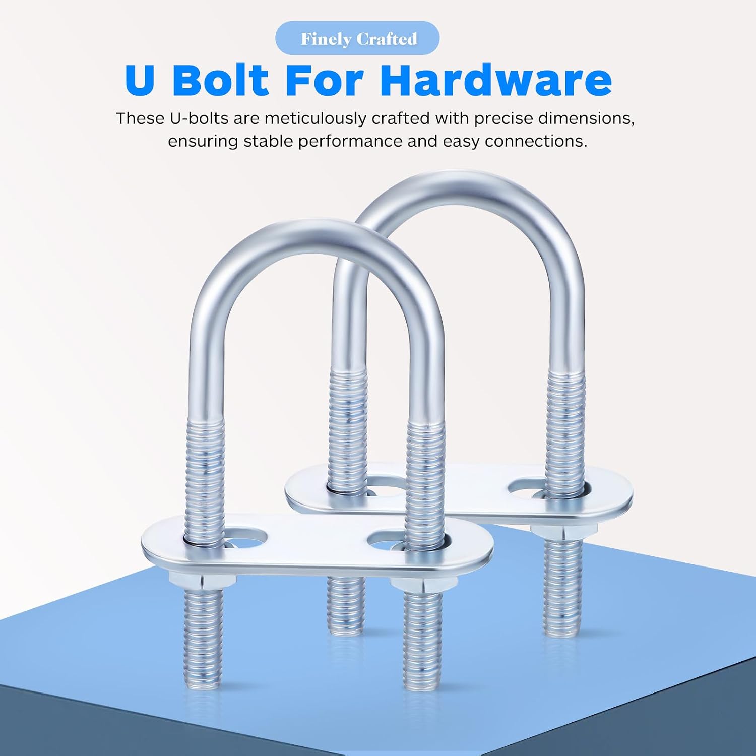 YARNOW 6 Pcs Stainless Steel U-Bolts M6 Thread 40mm Length Round U-Shaped Bolts with Nuts and Washers for Automotive and Boat Applications, Enhanced Safety and Stable Performance