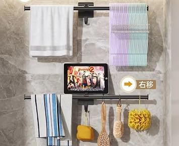 iTECH 60cm Towel Rail Matte Black, SUS304 Stainless Steel Wall Mounted Towel Bar with Hidden Fixings, Rust Resistant Bathroom Towel Holder for Bathroom, Kitchen, Cloakroom & Utility Room