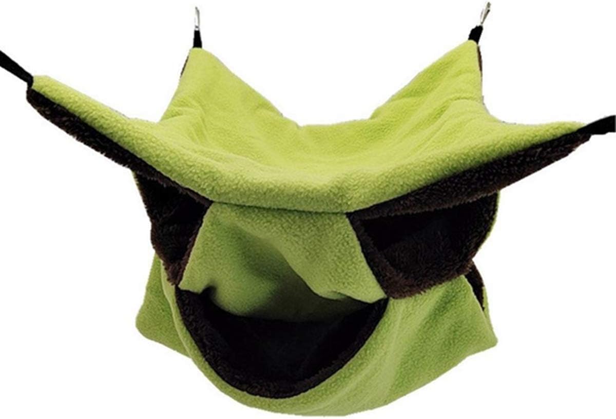CUXIN 3-Tiers Pet Small Animal Hanging Hammock, Hammock Toy for Ferret Hamster Parrot Rat Sleep Nap Sack Cage Swinging Bed Hideout(Green)