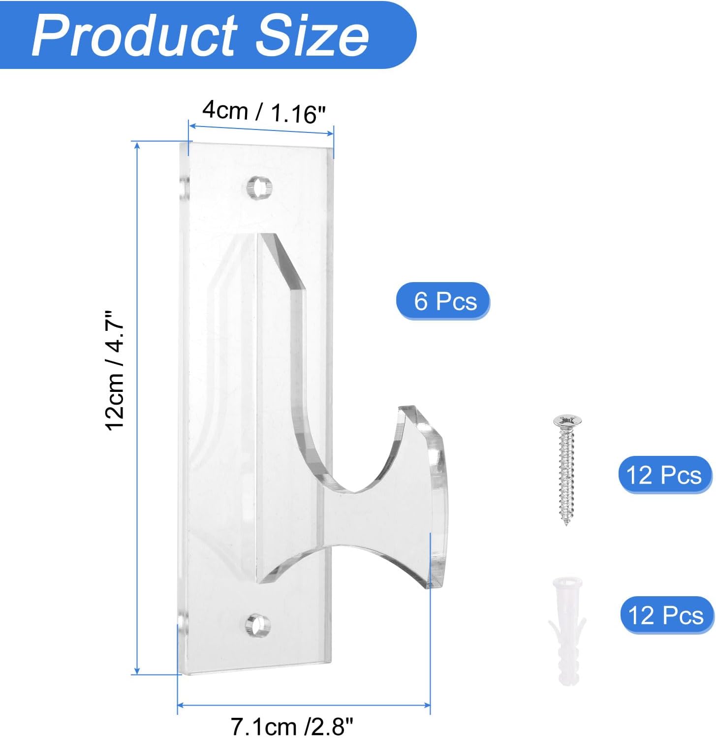 uxcell 6 Pcs Sword Holder Wall Mount Sword Racks Acrylic Wall Sword Display Hanger with Mounting Tools for Knife Martial Arts Sword Placement Display, Clear image 2