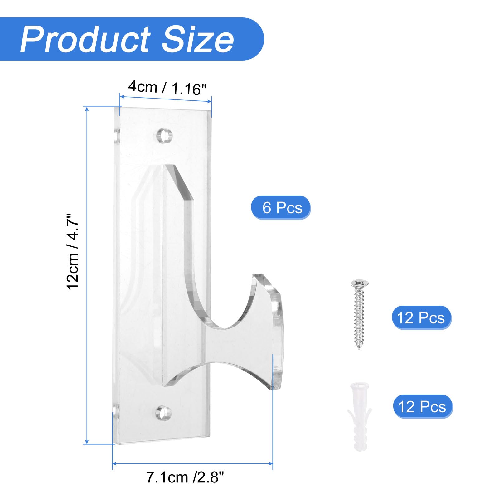 uxcell 6 Pcs Sword Holder Wall Mount Sword Racks Acrylic Wall Sword Display Hanger with Mounting Tools for Knife Martial Arts Sword Placement Display, Clear