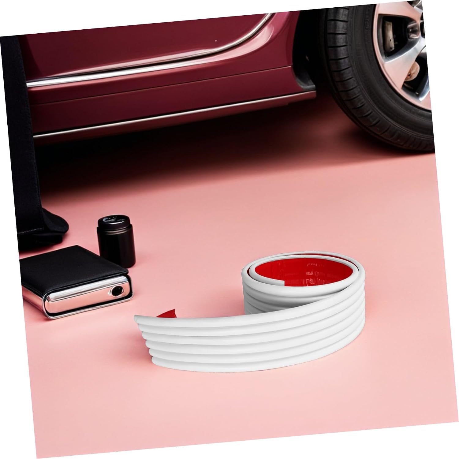 Garage Wall Protector Strip with Self-Adhesive Rubber Bumper, White 39.4x2.7 Inch, Anti-Collision Guard for Car Doors and Garage Pillars, Wall Impact Protection for Parking