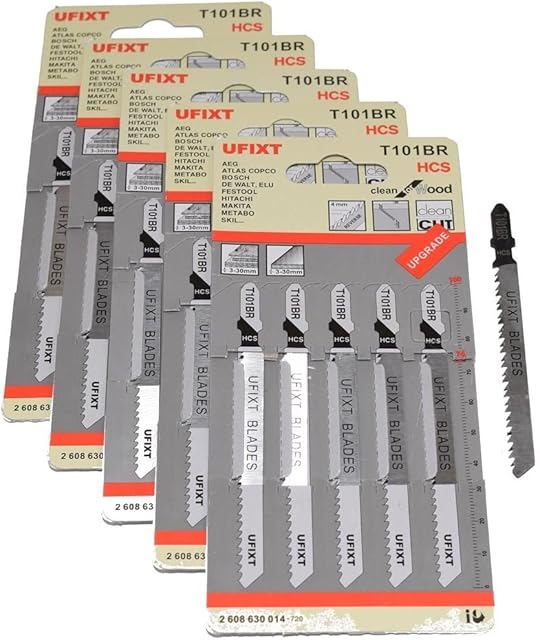 Jigsaw Blades T101BR For Down Cutting Laminates and Veneers High Carbon Steel HCS 25 Pack Fits AEG, Black & Decker, Bosch, Dewalt, Elu, Festool, Hitachi, Makita, Metabo and Skil By Yourspares
