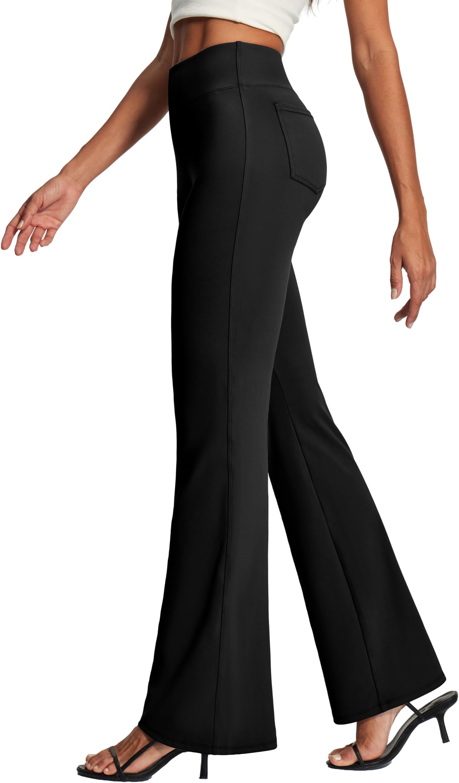 Womens Dress Pants Stretchy Work Pants Women Business Casual Bootcut Slacks High Waisted Pull On Trousers with Pockets