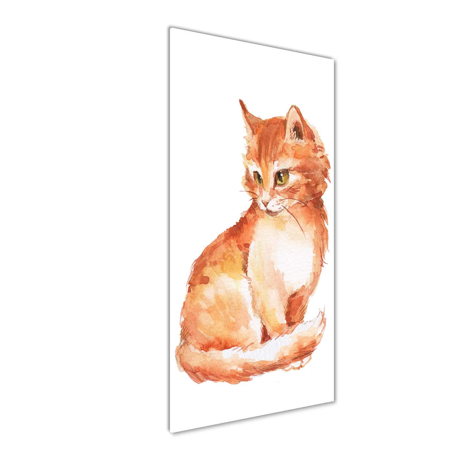 Mural art en verre acrylique Tulup anti-poussière 50x125 image chat orange