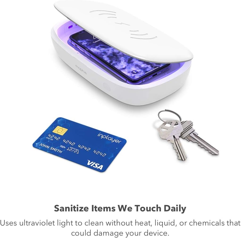 Mophie - Smartphone Light sanitizer with Universal Wireless Charging - White