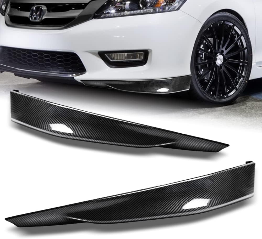 Q1-TECH, Front Bumper Lip fit for Compatible with 2013-2015 Honda Accord 4-Door/Sedan Only, Front Bumper Lip Spoiler Air Chin Body Kit Splitter Painted Glossy Carbon Fiber ABS, 2014 (HFP-Style)