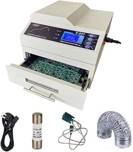 T-937 Infrared Hot Air PCB Reflow Oven, 2300W Lead-Free Desktop Soldering Machine, 8 Predefined Cycles, 12x12.67 Inch Soldering Area