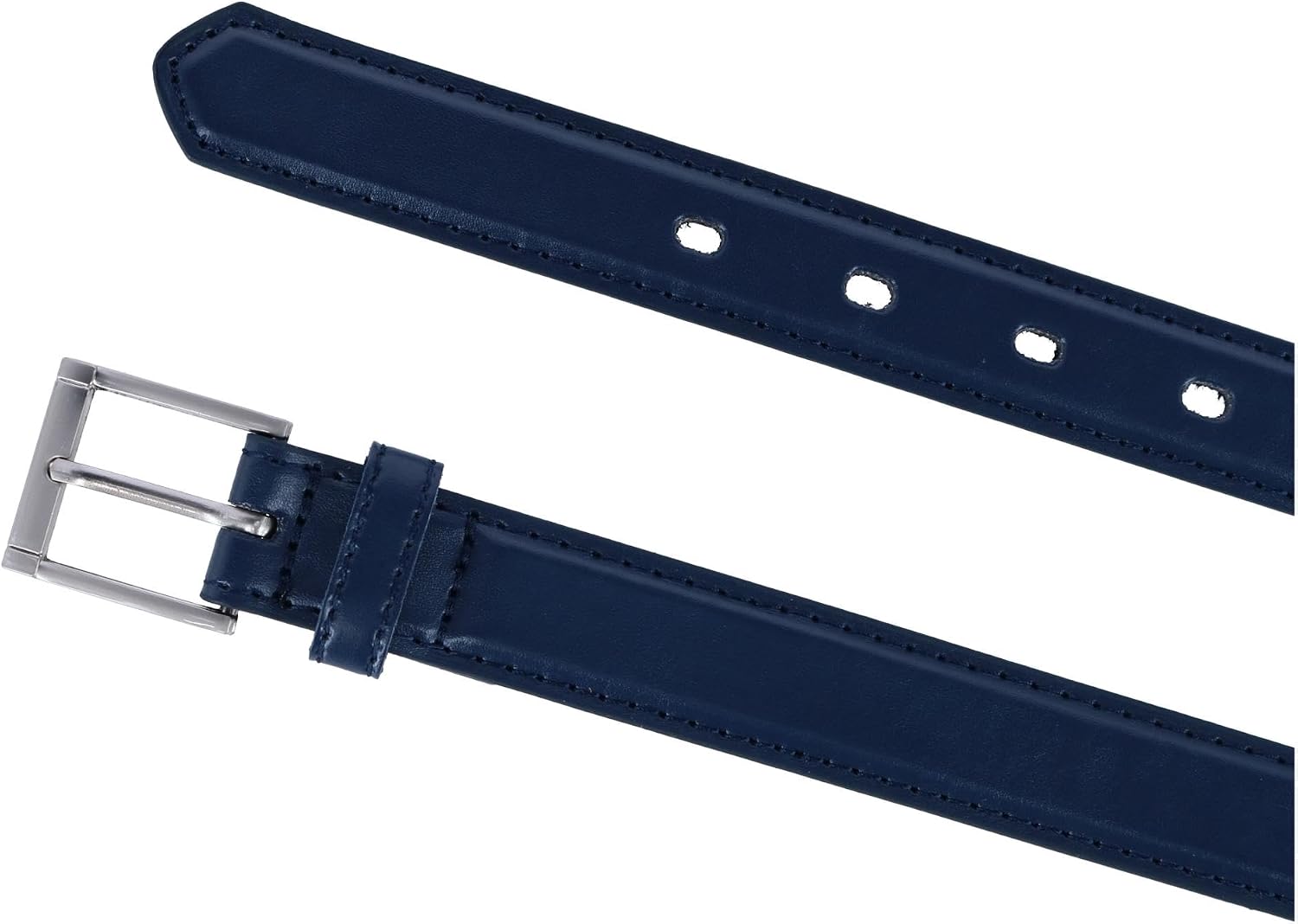 CTM Kid's Leather 1 inch Dress Belt with Square Buckle