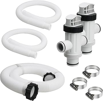 Pool Hoses for Intex Above Ground Pool and Pump, Above Ground Swimming Pool Accessories Include 1.5" Pool Pump Hose 59" Long, 1.25" Pool Hose 3Ft Long, 11872 Dual Split Hoses Plunger Valve