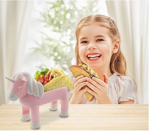 Miniatura 7 de Soporte para tacos de unicornio  Plato para niños con divisor con capacidad para 2 conchas para divertirse la fiesta del martes de tacos  Soporte