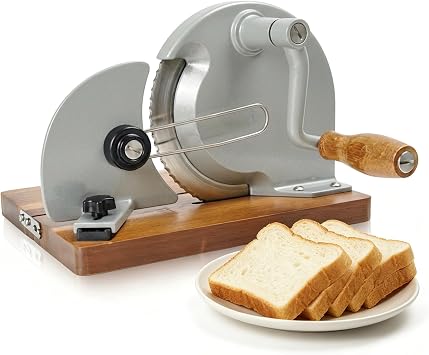 Adjustable Manual Bread Slicer for Homemade Bread Foldable Hand Crank Bread Cutter with Stainless Steel Blade, Scale Line & Non-Slip Base for Sourdough Slicer