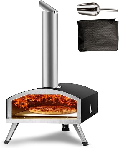 VEVOR Horno de pizza para exteriores, horno de pizza de leña de 12 pulgadas, máquina de pellets y carbón con piedra de cordierita, horno de pizza