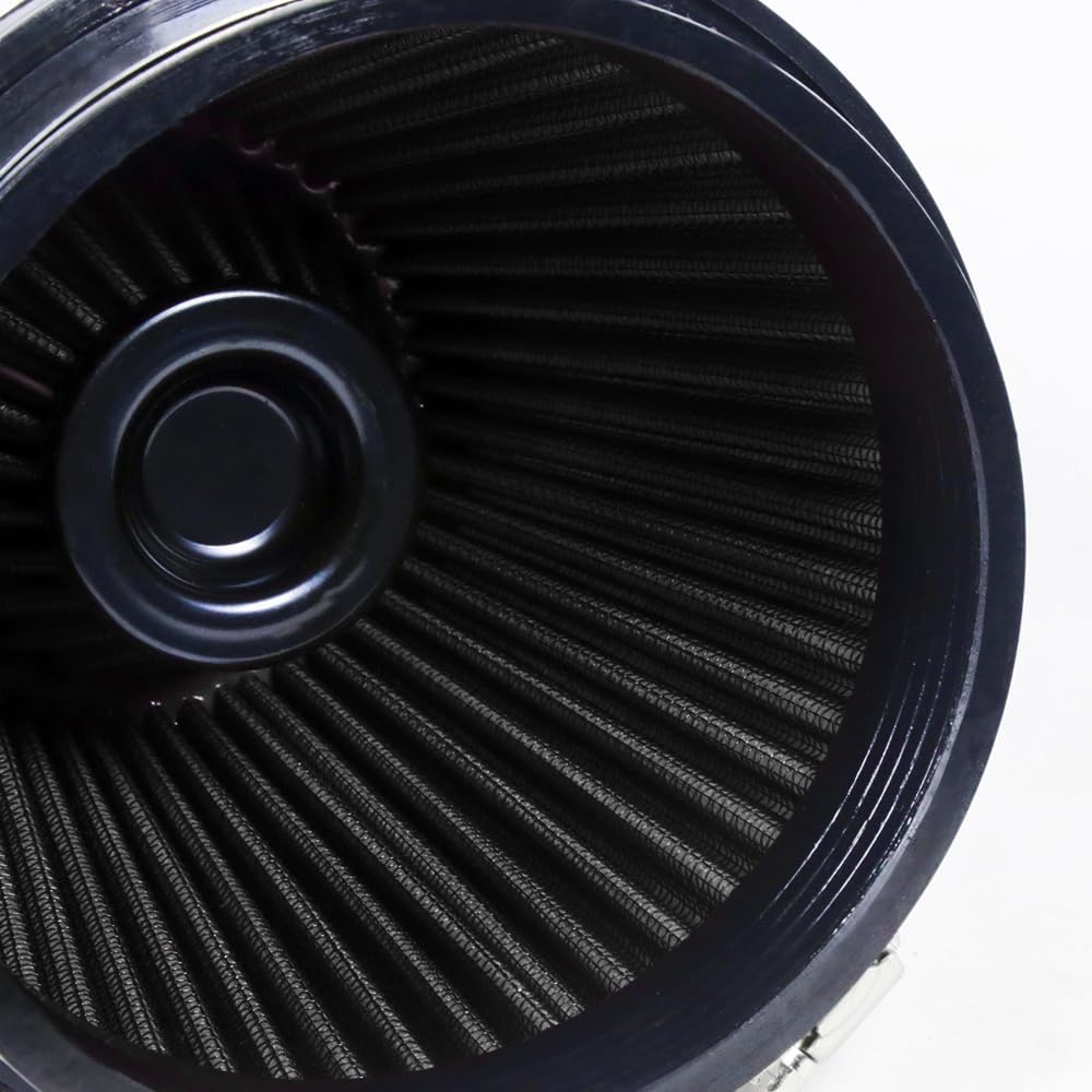 Universal 6" 152mm High-Flow Air Filter, Reusable Cone Cold Air Intake, High Performance, Washable, Clamp-On Car High Flow Air Kit, Flange Diameter: 6 Inch, Filter Height: 7 Inch, Black