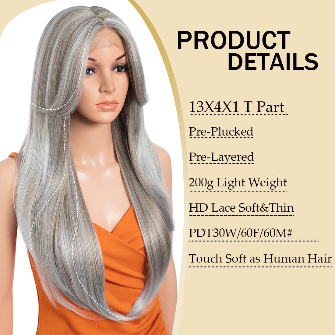 Noble star Lace Wigs Long Wavy Wig 26" Shoulder Length Heat Resistant Synthetic Lace Front Wigs for Women with Bangs for Daily Party Use PDT30W/60F/60M#