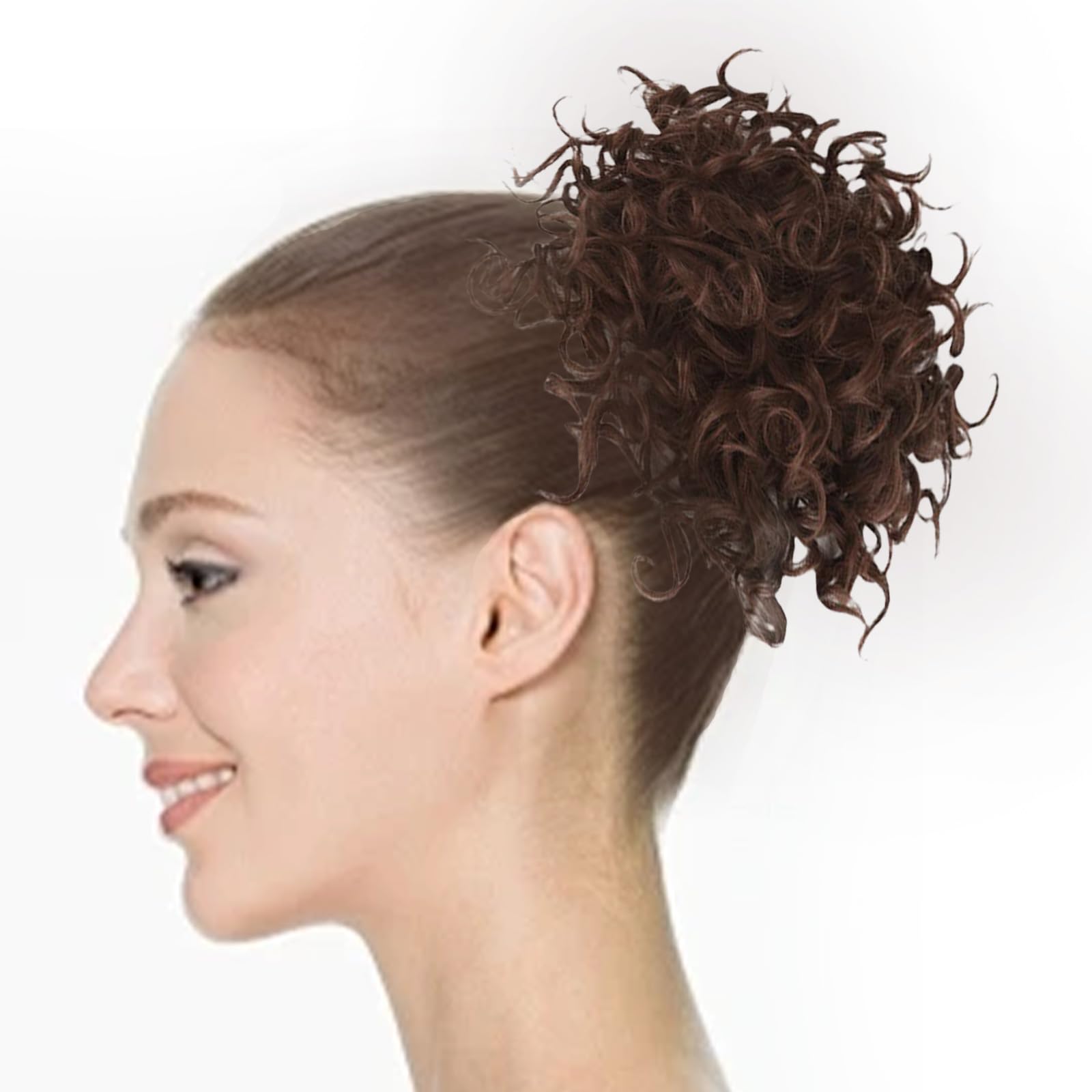 Messy Bun, Short Curly Drawstring ,Extension Loose Bun Hair ,Pieces for Women High Temperature Synthetic Bun Extension 60g Black (4-30) - Image 3