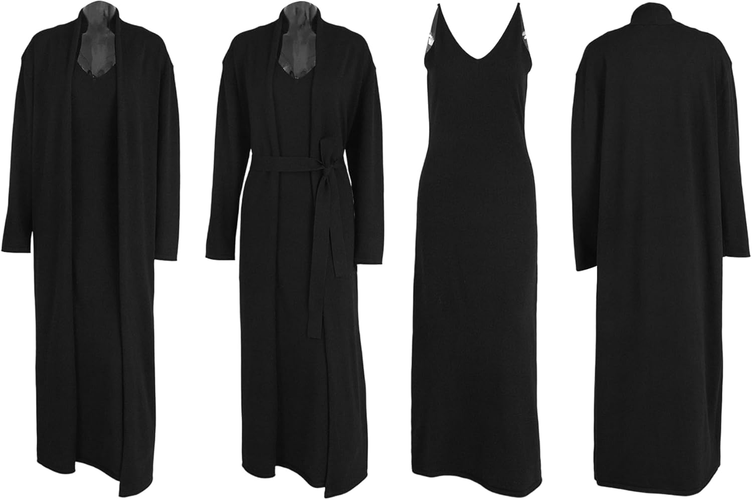 LETSVDO Women's 2 Piece Sweater Set Knit Bodycon Maxi Dress Open Front Duster Long Cardigan Sets Cozy Lounge Outfits - Image 8