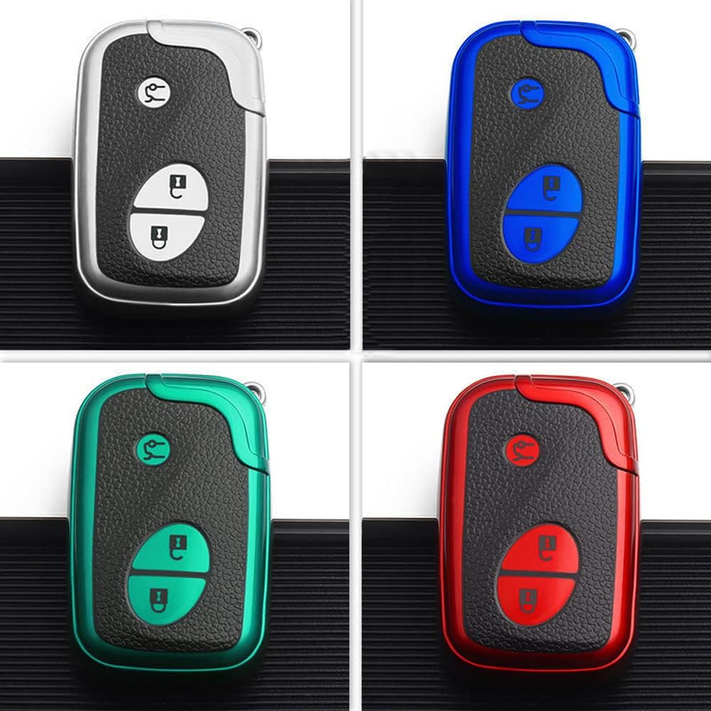 HIBEYO TPU Carbon Fiber Texture Car Key Fob Cover with Keychain fits for Lexus Ct200H Gx460 Gx400 Is250 Is300C Rx270 Es240 Es350 Ls460 Car Key Case Cover Smart Remote Car Key Holder 3 Button Red
