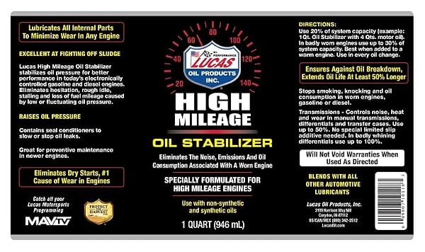 Lucas Oil 10118 High Mileage Oil Stabilizer - 1 Quart by LUCAS OIL - Image 3