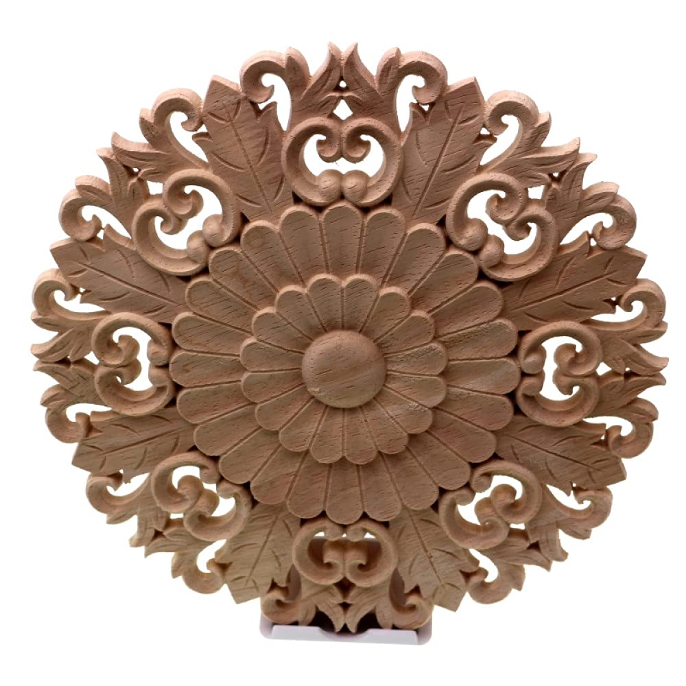 Fleur en bois sculpté applique 15 cm pour restaurer un meuble ancien et décorer un mur