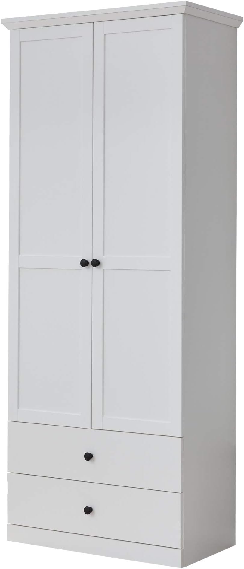 Armoire Multifonctionnelle Nevada Trendteam Smart Living - Blanc, 111x191x34 Cm, 6 Portes, 12 étagères, Tringle Coulissante