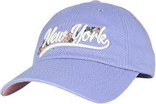 E BY ELIDAN New York Rose Baseball Cap for Women, Floral NY Dad Hat | 3D Embroidered Roses and Thorns, Hidden Underbrim Color, 100% Cotton, Adjustable Metal Buckle, Low-Profile Fit