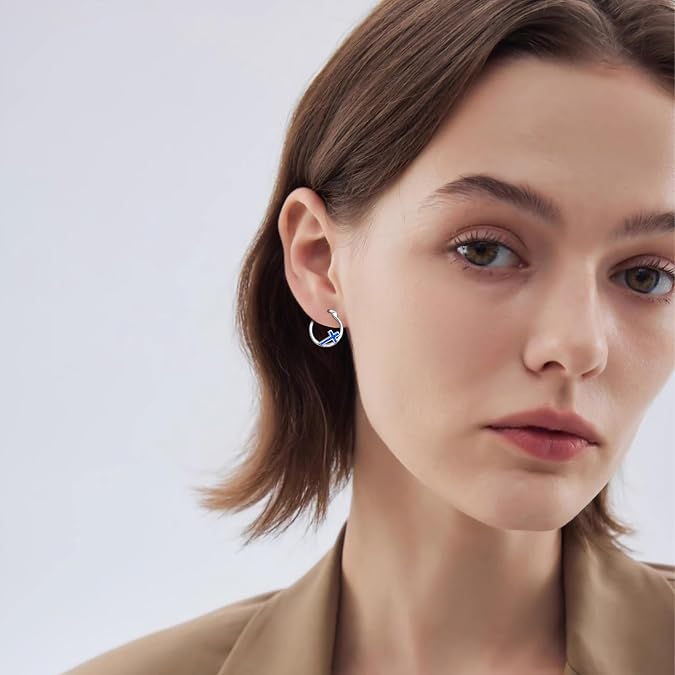 Cross Hoop Earrings 925 Sterling Silver Opal Cross Earrings Religion Jewelry Gifts for Women